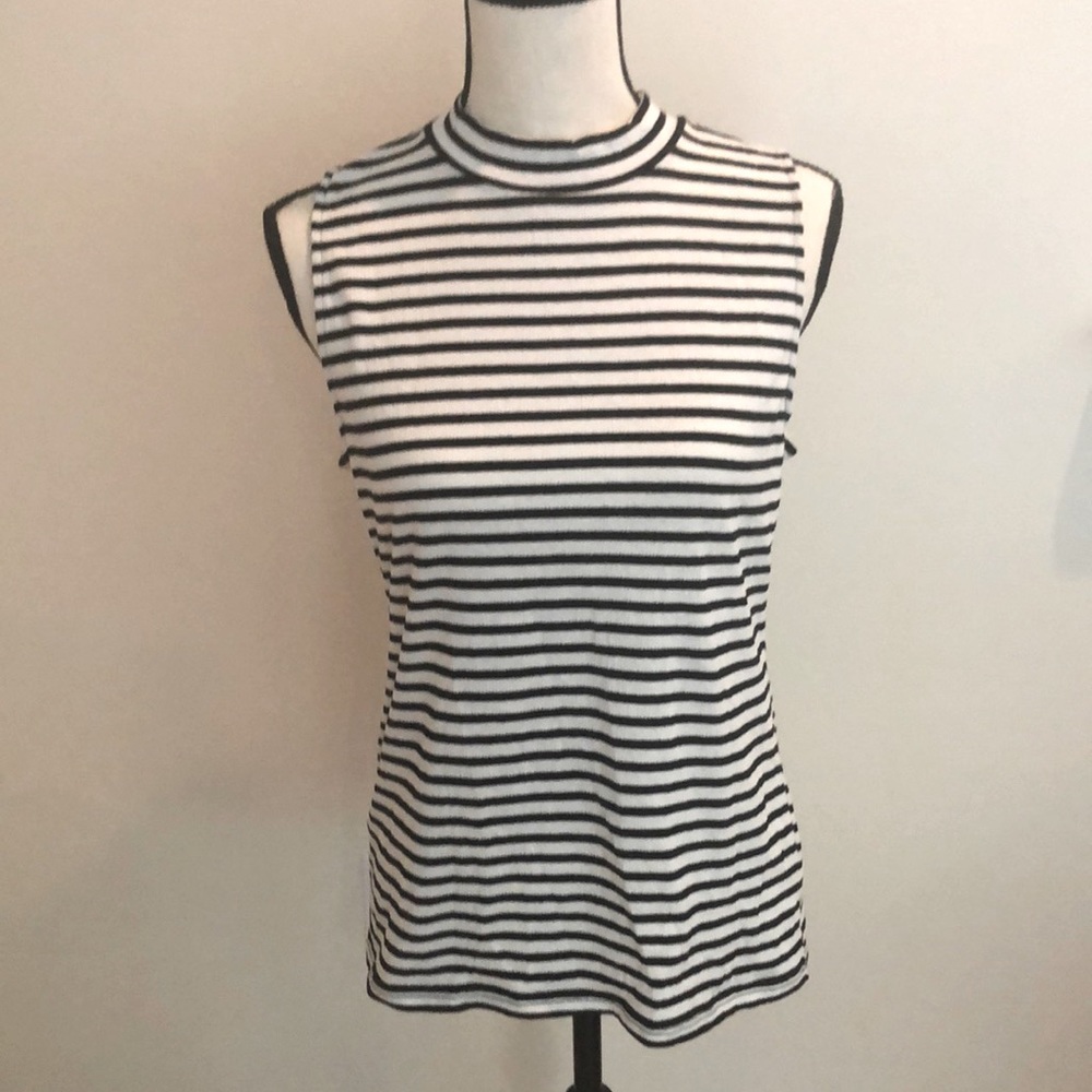 LOFT Black and White Striped Tank-NEW